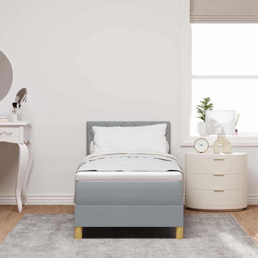 Boxspringbed met kussen Lichtgrijs 80 x 200 cm Stof is nu te koop bij PeponiXL, paradijselijk wonen!
