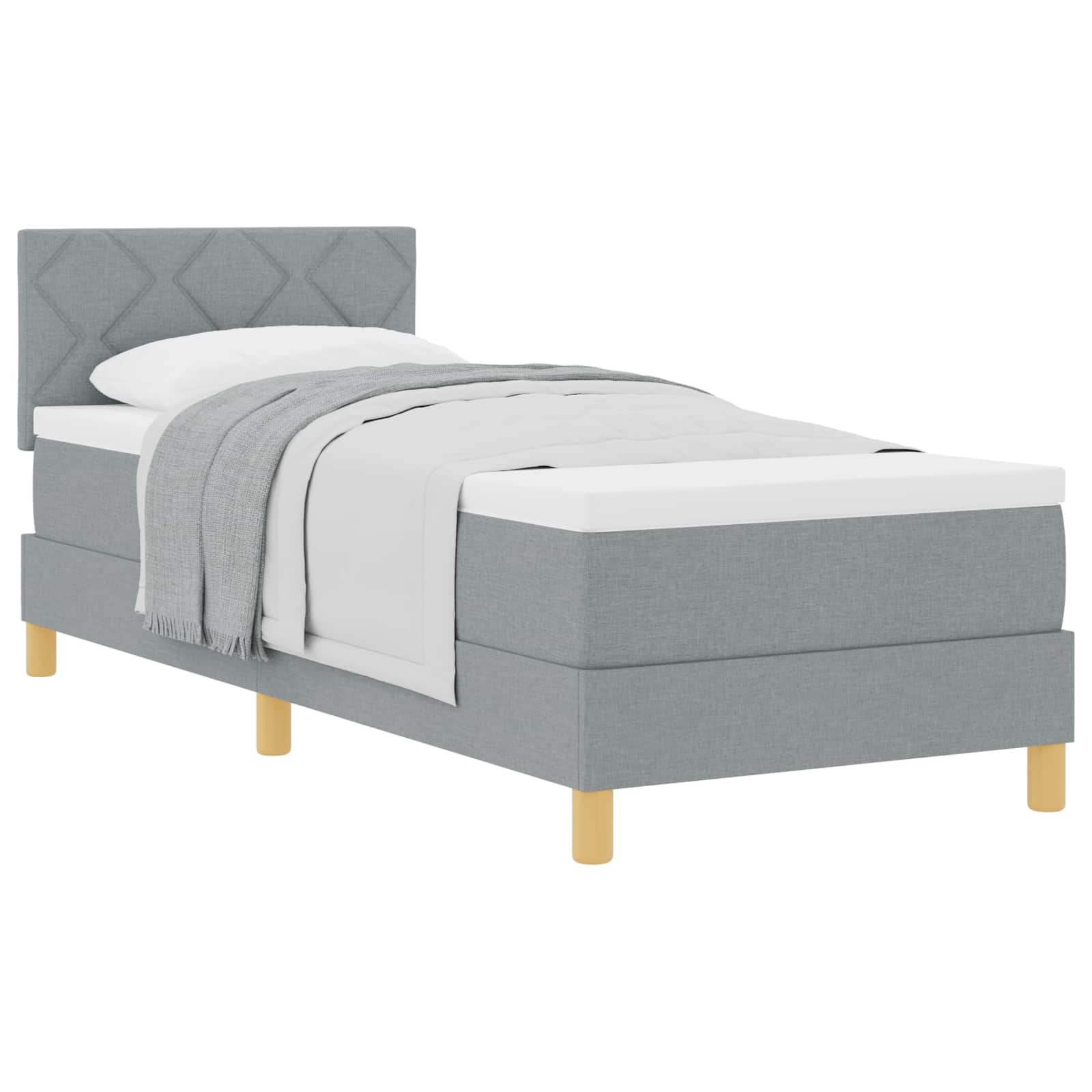 Boxspringbed met kussen Lichtgrijs 80 x 200 cm Stof is nu te koop bij PeponiXL, paradijselijk wonen!