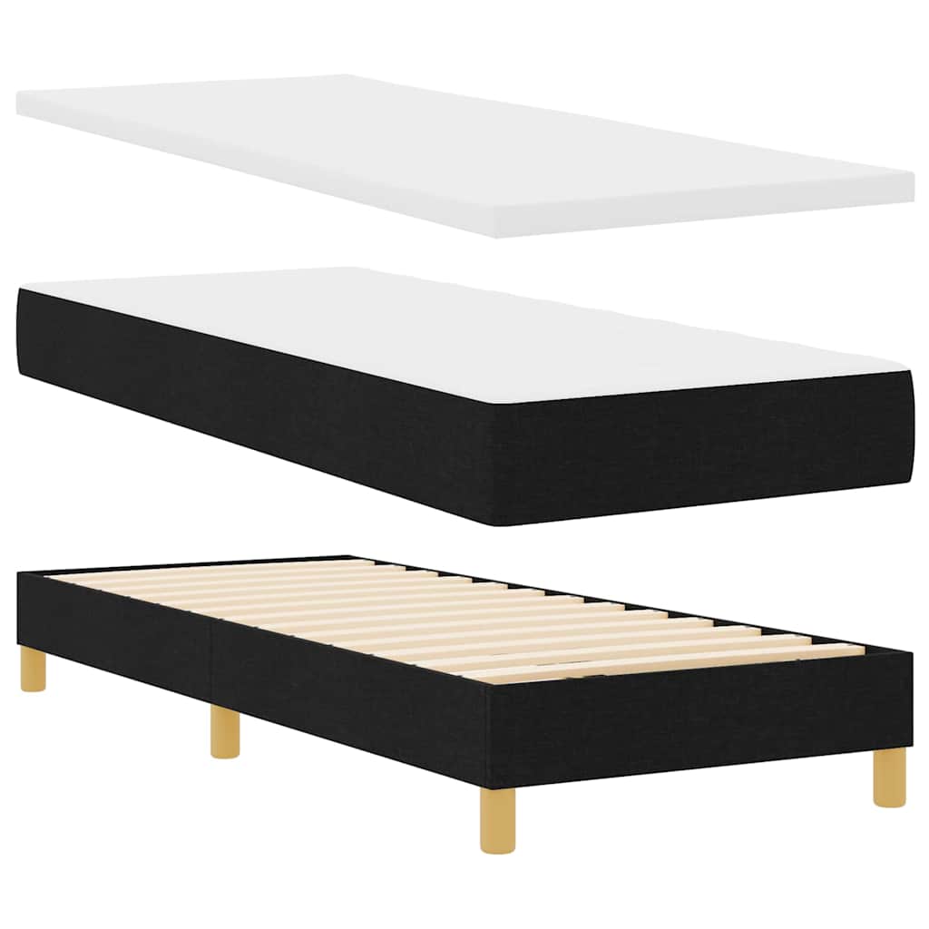 Boxspringbed met matras met hoofdeinde Zwart 80 x 200 cm Stof is nu te koop bij PeponiXL, paradijselijk wonen!