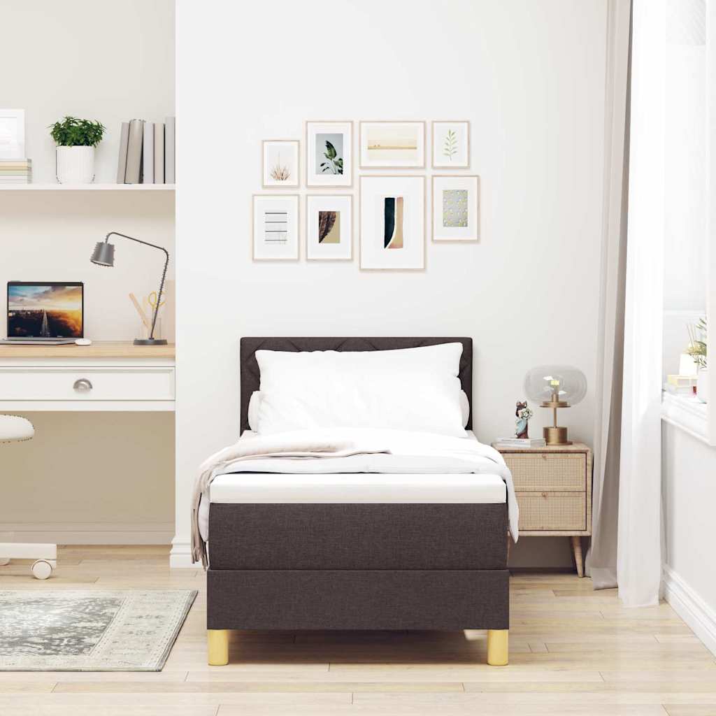 Boxspringbed met kussen Donkerbruin 80 x 200 cm Stof is nu te koop bij PeponiXL, paradijselijk wonen!