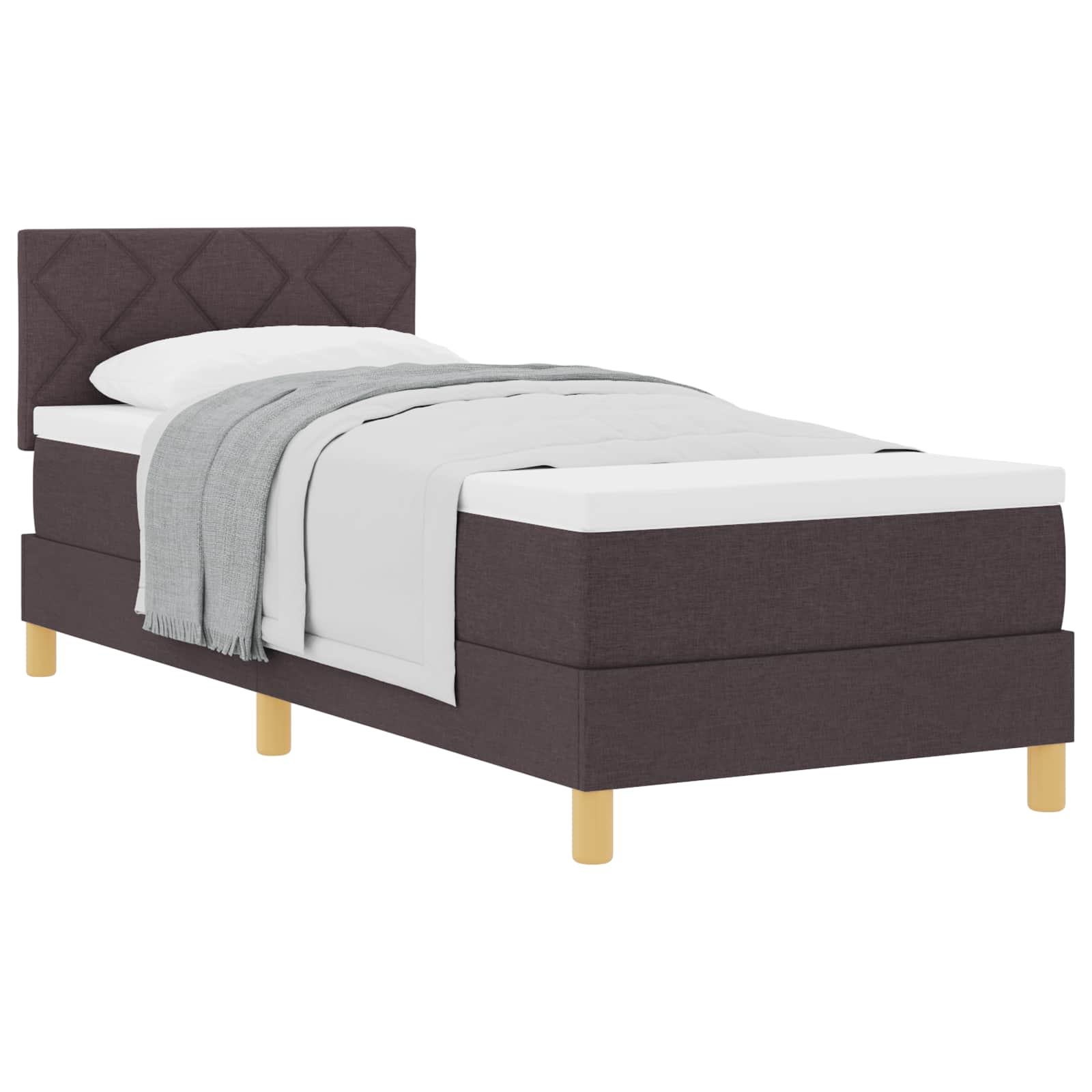 Boxspringbed met kussen Donkerbruin 80 x 200 cm Stof is nu te koop bij PeponiXL, paradijselijk wonen!
