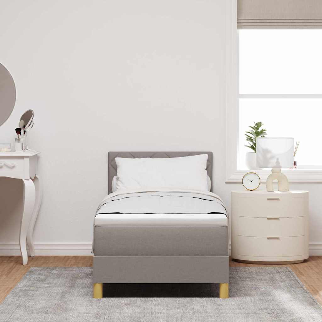 Boxspringbed met kussen met hoofdeinde Taupe 80 x 200 cm Stof is nu te koop bij PeponiXL, paradijselijk wonen!