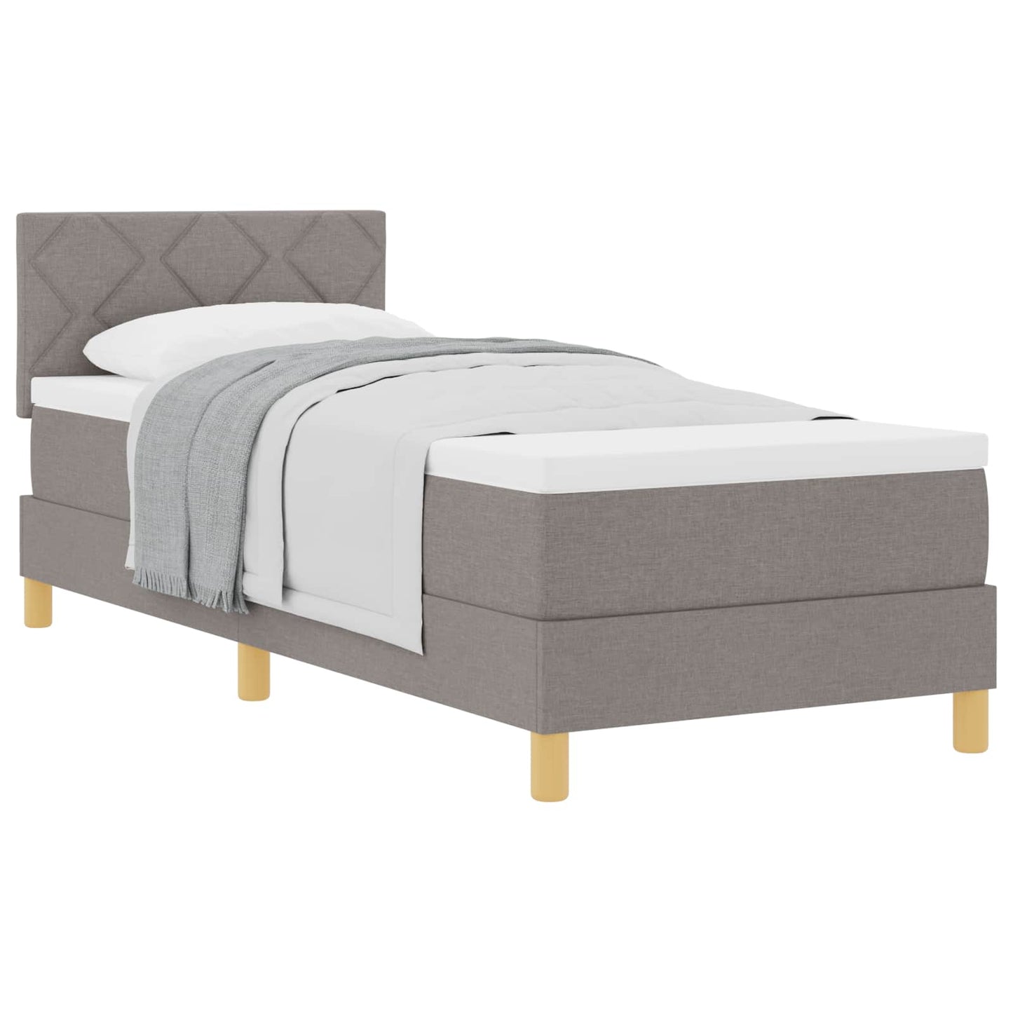 Boxspringbed met kussen met hoofdeinde Taupe 80 x 200 cm Stof is nu te koop bij PeponiXL, paradijselijk wonen!