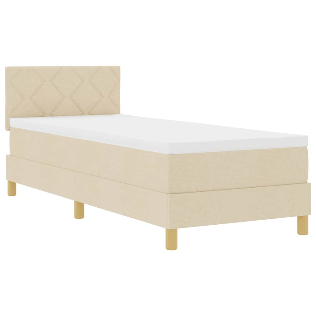Boxspringbed met kussen met hoofdeinde Crème 80 x 200 cm Stof is nu te koop bij PeponiXL, paradijselijk wonen!