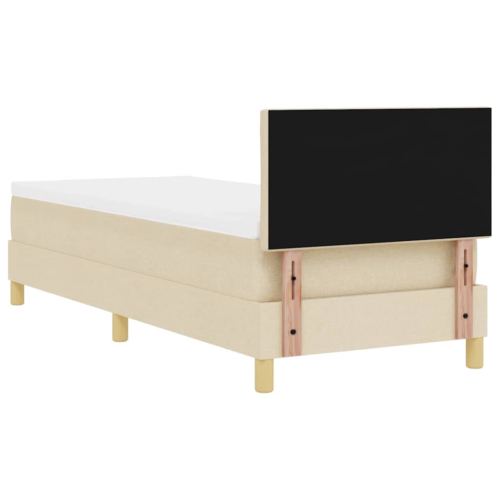 Boxspringbed met kussen met hoofdeinde Crème 80 x 200 cm Stof is nu te koop bij PeponiXL, paradijselijk wonen!