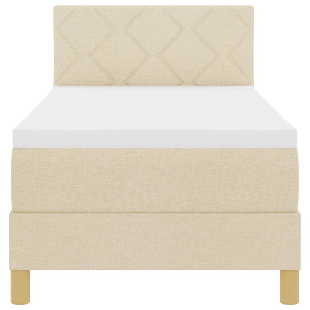 Boxspringbed met kussen met hoofdeinde Crème 80 x 200 cm Stof is nu te koop bij PeponiXL, paradijselijk wonen!