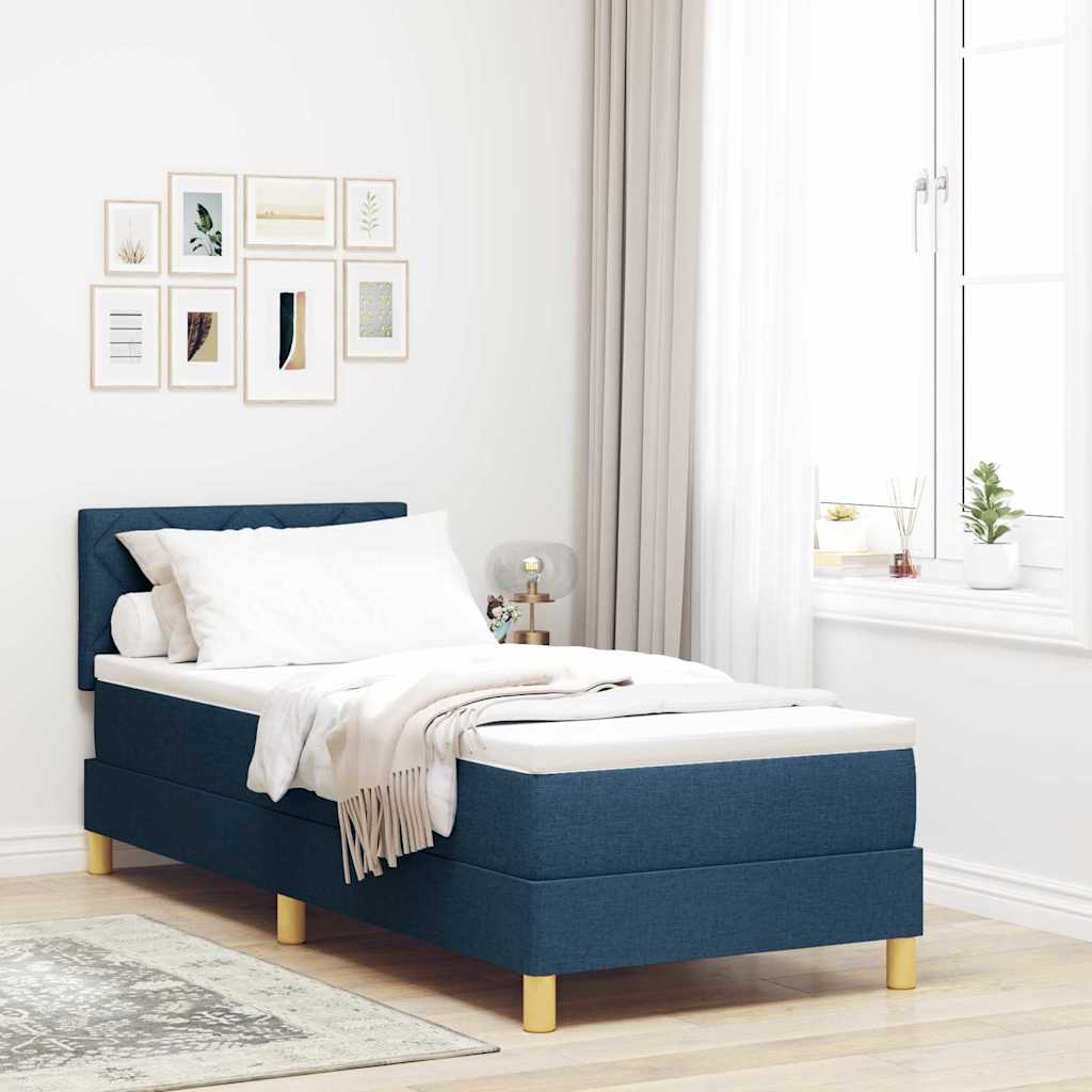 Boxspringbed met kussen met hoofdeinde Blauw 80 x 200 cm Stof is nu te koop bij PeponiXL, paradijselijk wonen!