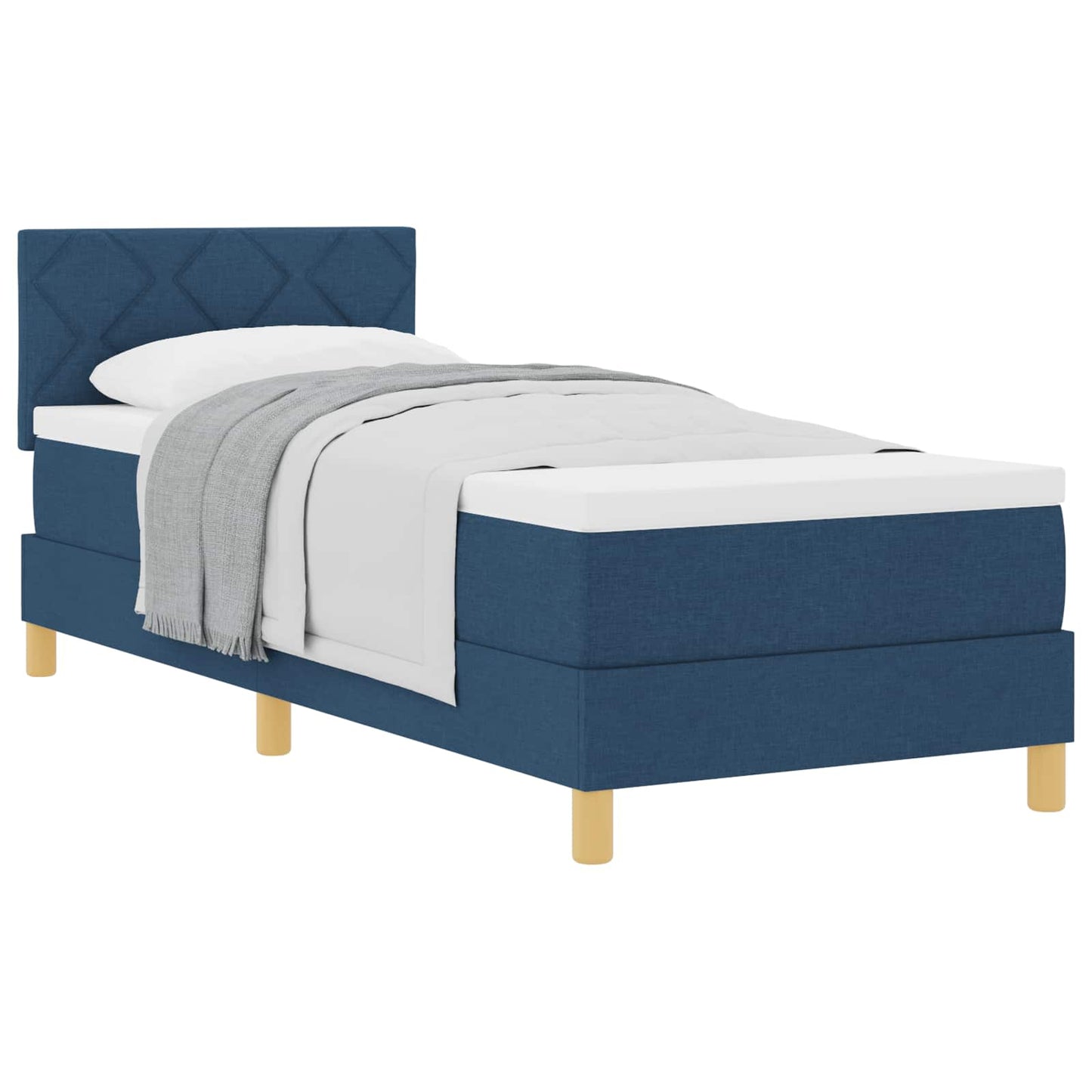Boxspringbed met kussen met hoofdeinde Blauw 80 x 200 cm Stof is nu te koop bij PeponiXL, paradijselijk wonen!