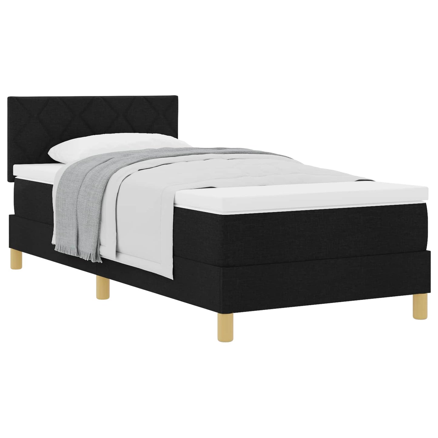Boxspringbed met kussen met hoofdeinde Zwart 90 x 190 cm Stof is nu te koop bij PeponiXL, paradijselijk wonen!