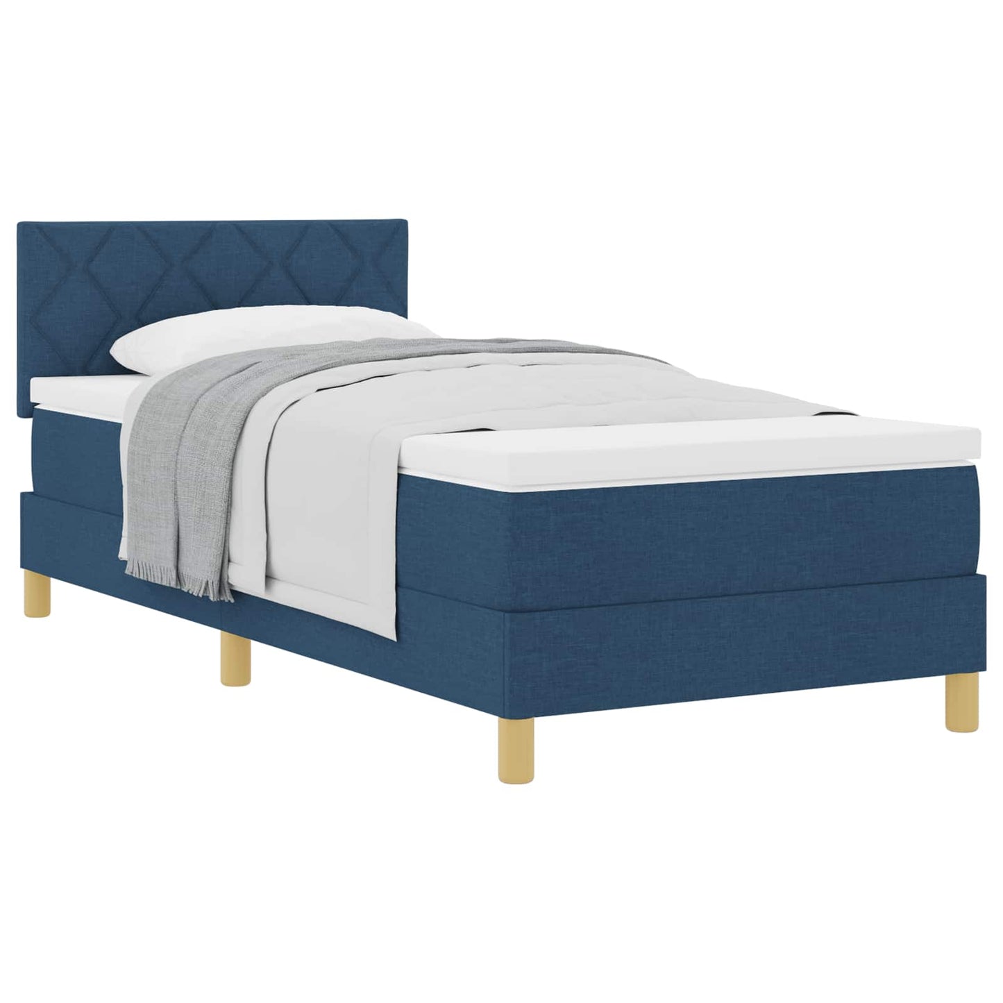 Boxspringbed met kussen met hoofdeinde Blauw 90 x 190 cm Stof is nu te koop bij PeponiXL, paradijselijk wonen!