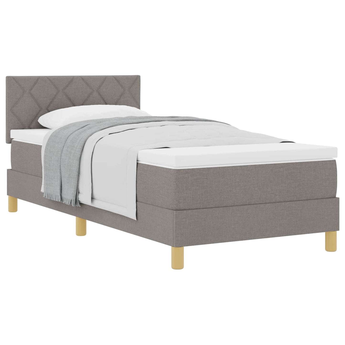Boxspringbed met matras met hoofdeinde Taupe 90 x 200 cm Stof is nu te koop bij PeponiXL, paradijselijk wonen!