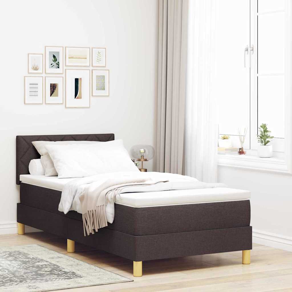 Boxspringbed met kussen Donkerbruin 100 x 200 cm Stof is nu te koop bij PeponiXL, paradijselijk wonen!