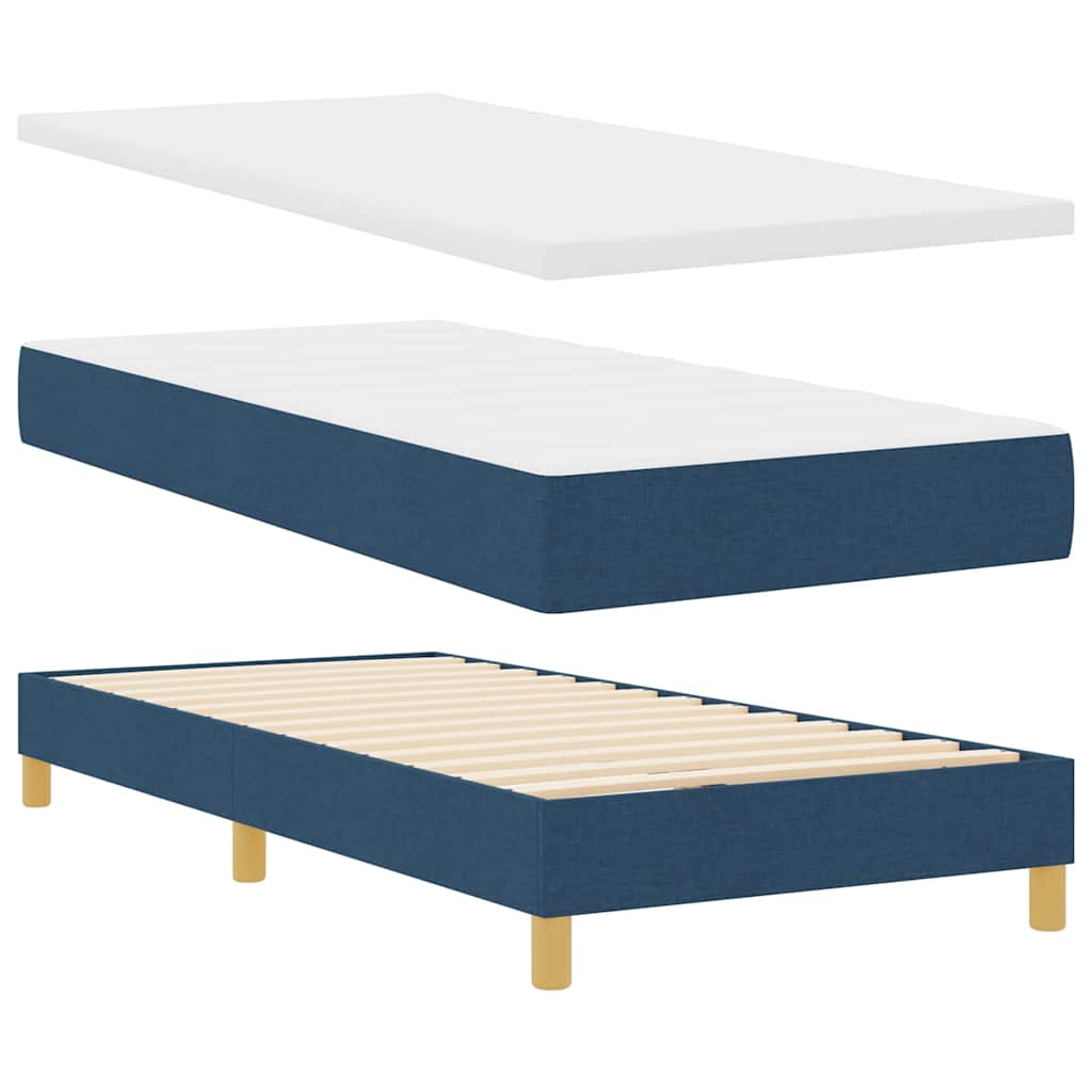 Boxspringbed met kussen met hoofdeinde Blauw 100 x 200 cm Stof is nu te koop bij PeponiXL, paradijselijk wonen!