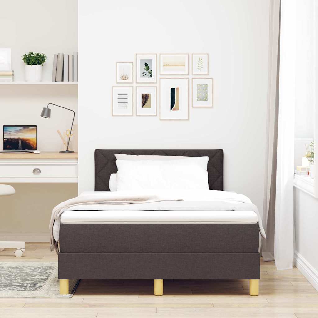 Boxspringbed met kussen Donkerbruin 120 x 190 cm Stof is nu te koop bij PeponiXL, paradijselijk wonen!