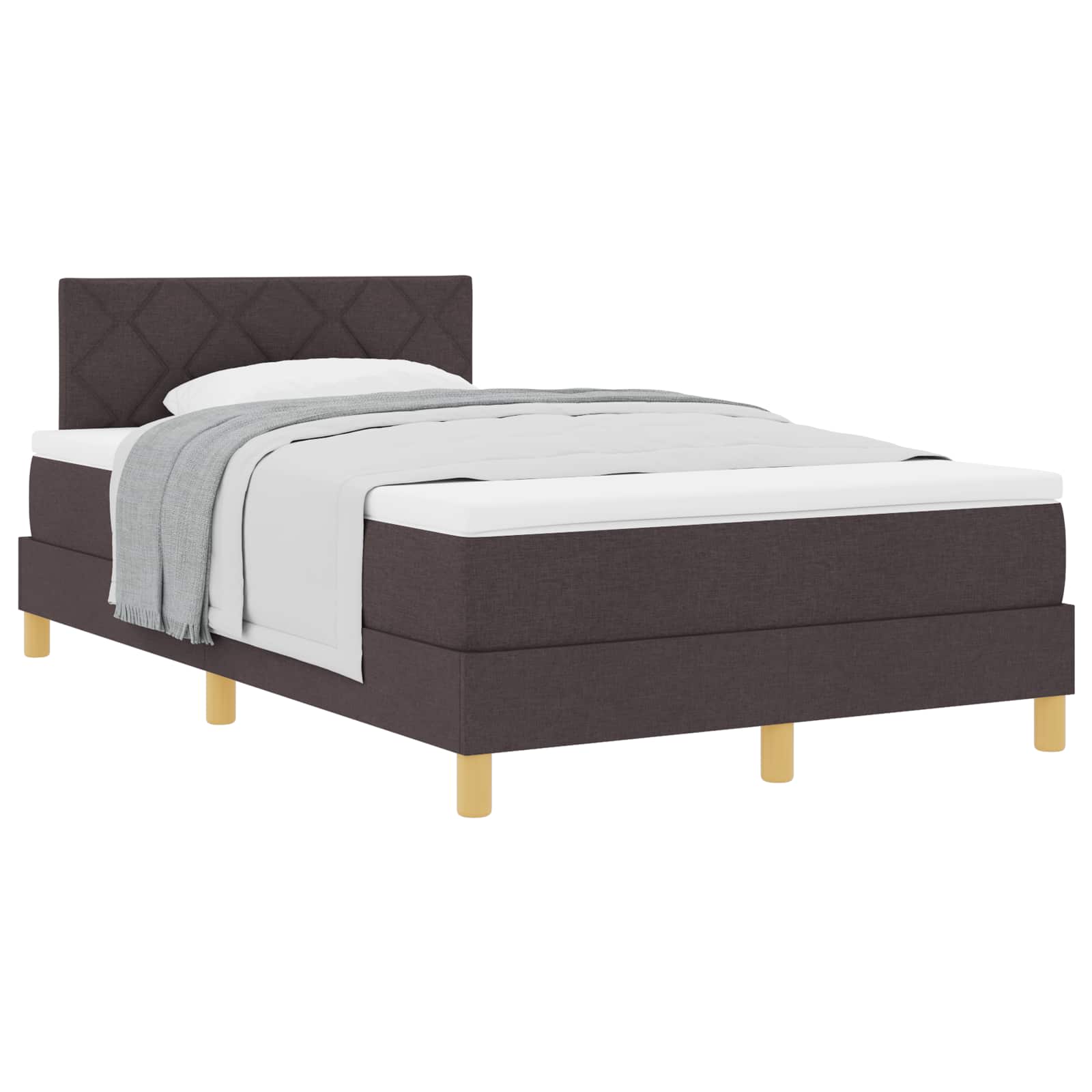 Boxspringbed met kussen Donkerbruin 120 x 190 cm Stof is nu te koop bij PeponiXL, paradijselijk wonen!