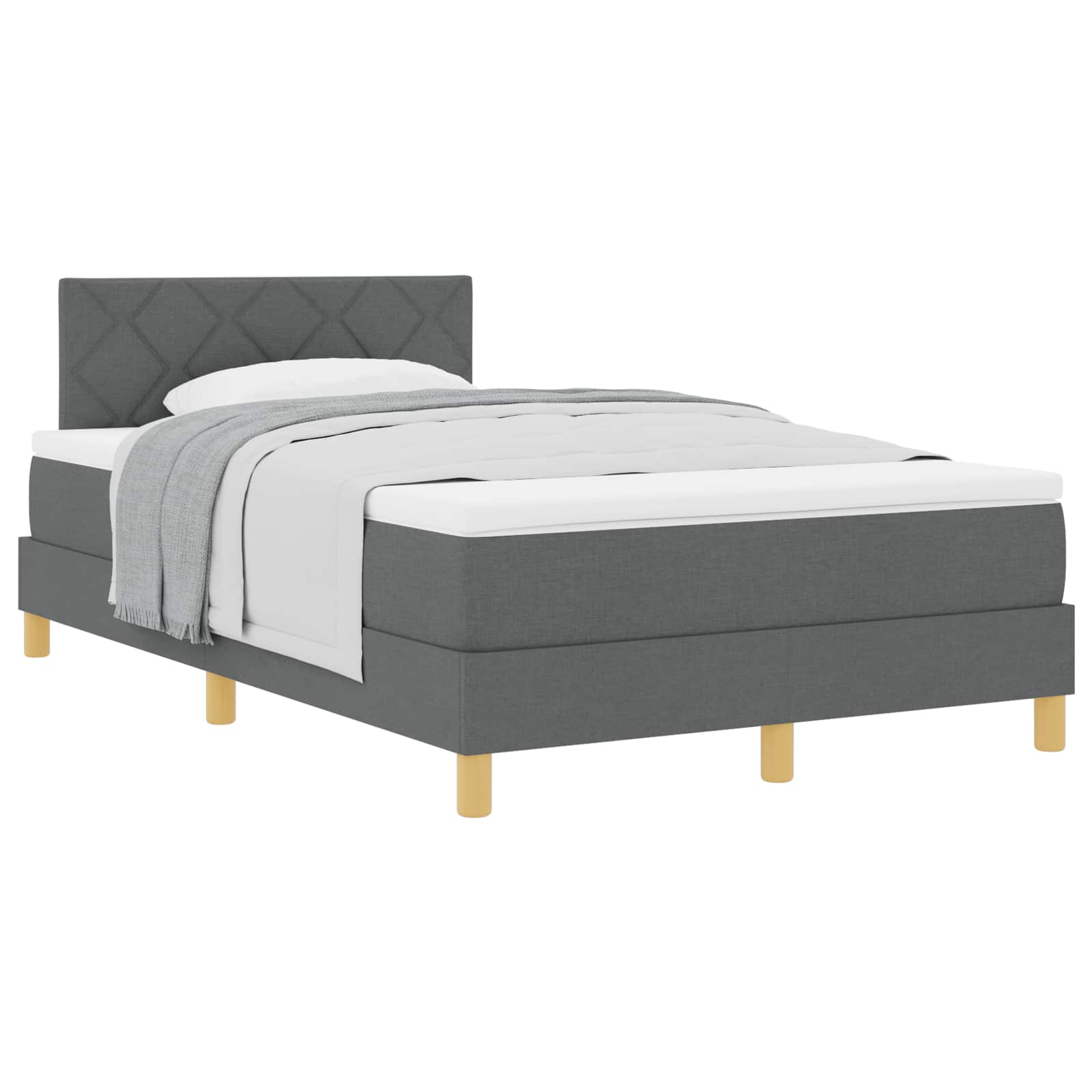 Boxspringbed met kussen Donkergrijs 120 x 200 cm Stof is nu te koop bij PeponiXL, paradijselijk wonen!