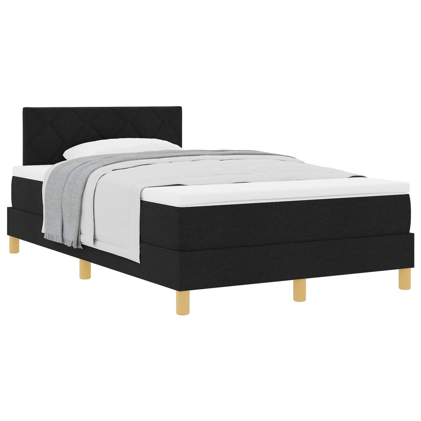 Boxspringbed met kussen met hoofdeinde Zwart 120 x 200 cm Stof is nu te koop bij PeponiXL, paradijselijk wonen!