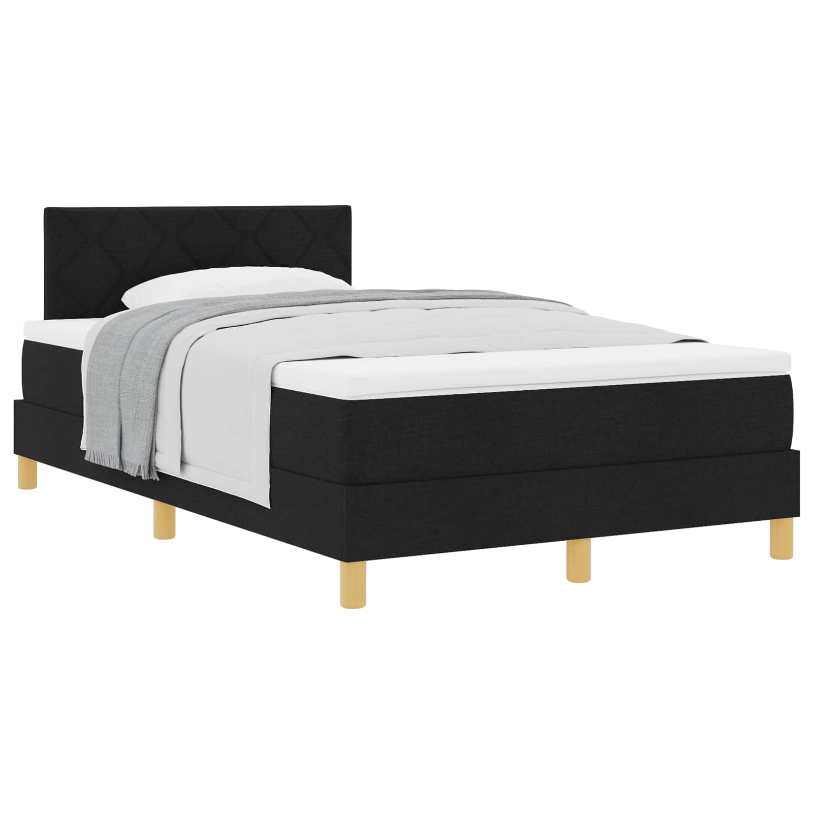 Boxspringbed met kussen met hoofdeinde Zwart 120 x 200 cm Stof is nu te koop bij PeponiXL, paradijselijk wonen!