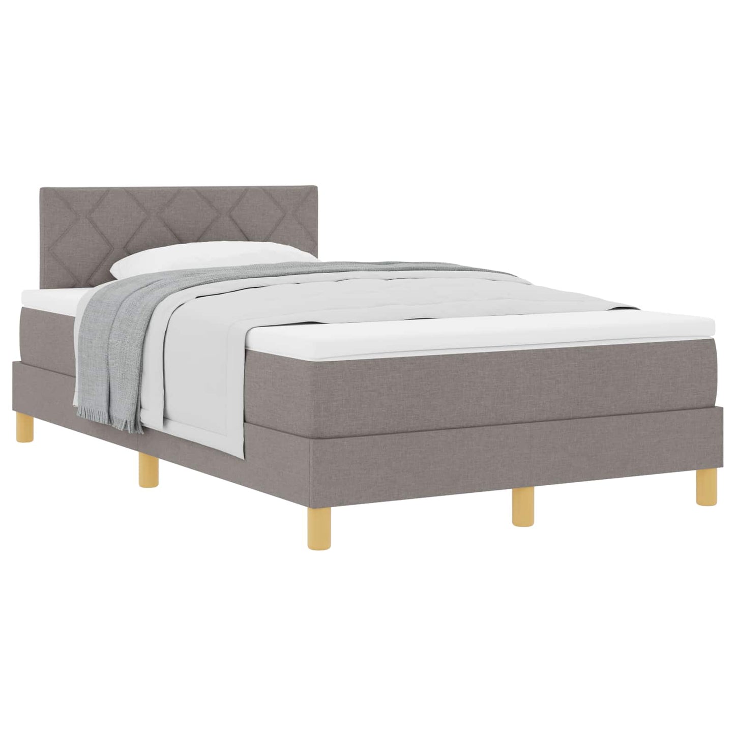 Boxspringbed met kussen met hoofdeinde Taupe 120 x 200 cm Stof is nu te koop bij PeponiXL, paradijselijk wonen!