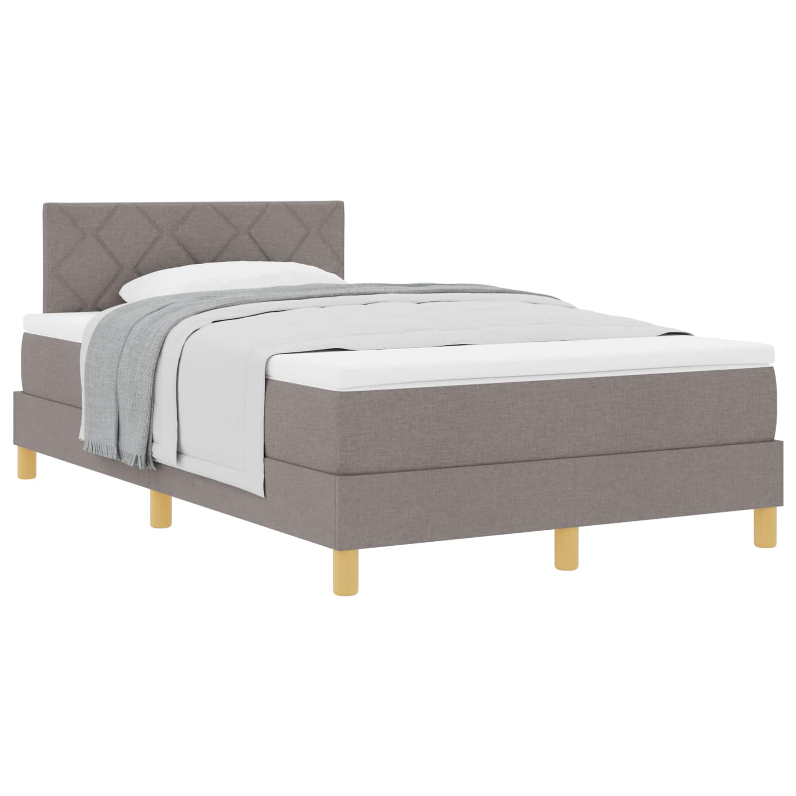 Boxspringbed met kussen met hoofdeinde Taupe 120 x 200 cm Stof is nu te koop bij PeponiXL, paradijselijk wonen!