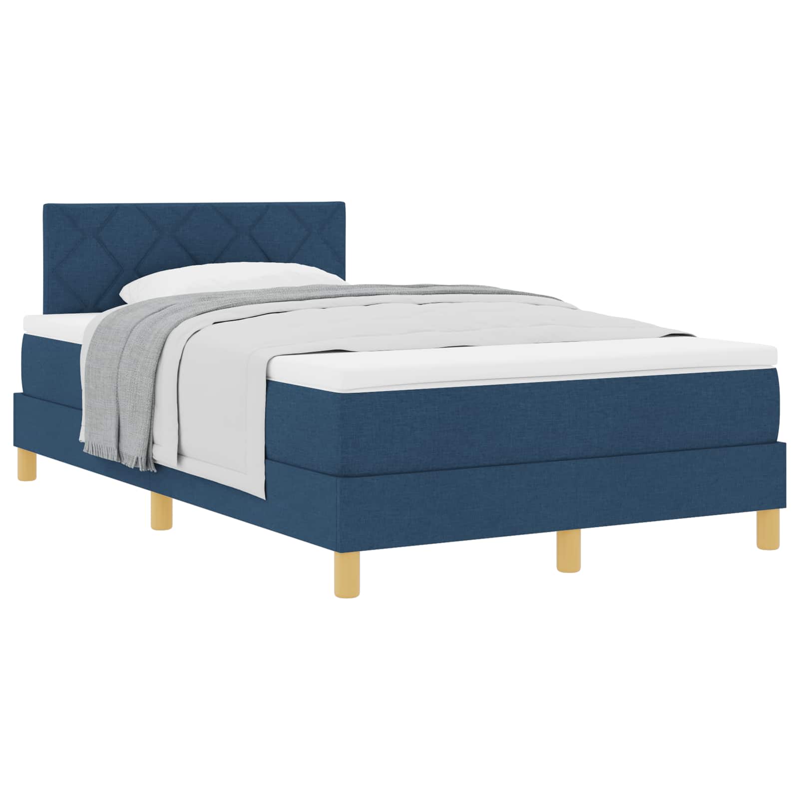 Boxspringbed met kussen met hoofdeinde Blauw 120 x 200 cm Stof is nu te koop bij PeponiXL, paradijselijk wonen!