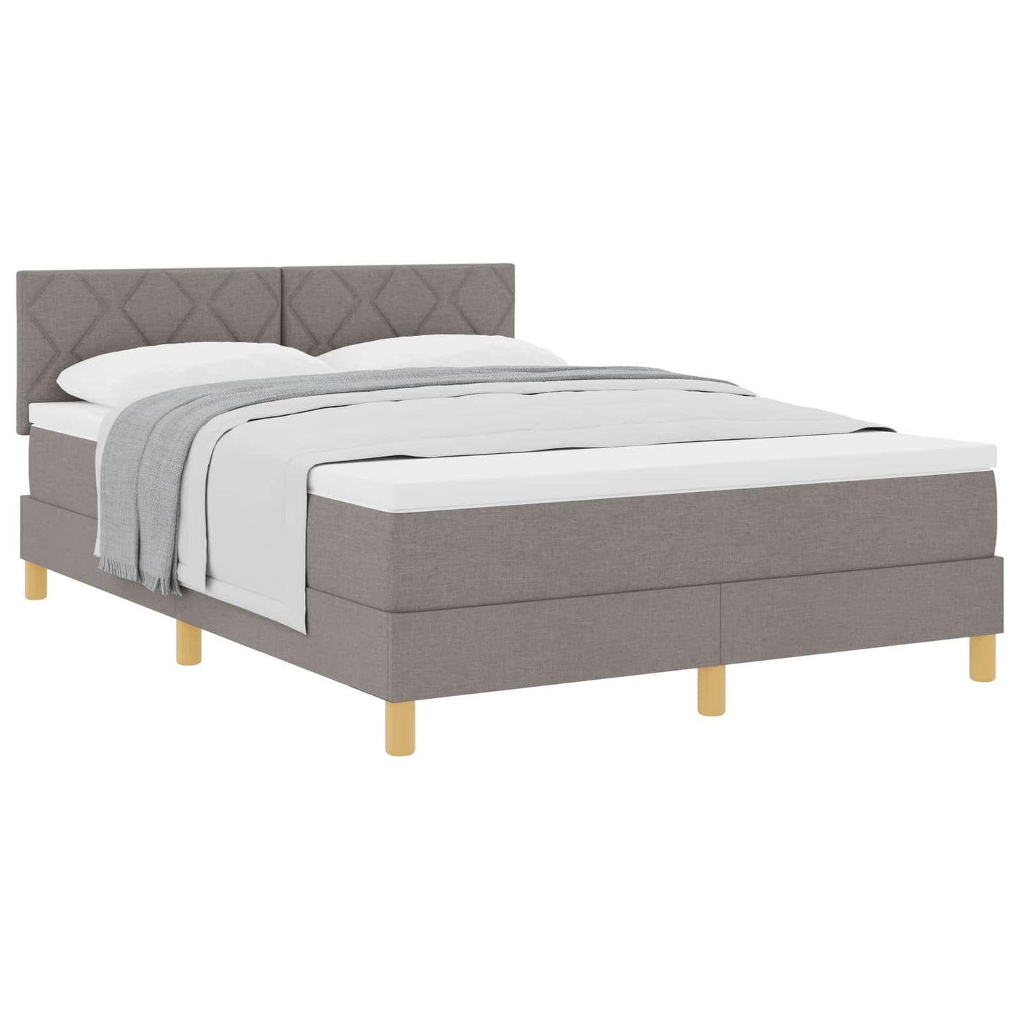 Boxspringbed met matras met hoofdeinde Taupe 160 x 200 cm Stof is nu te koop bij PeponiXL, paradijselijk wonen!