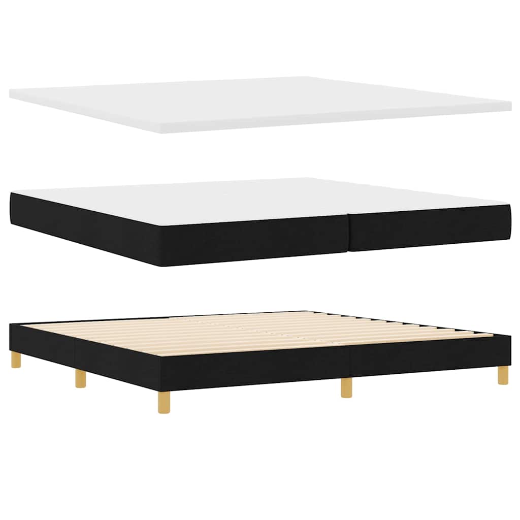 Boxspringbed met matras met hoofdeinde Zwart 200 x 200 cm Stof is nu te koop bij PeponiXL, paradijselijk wonen!
