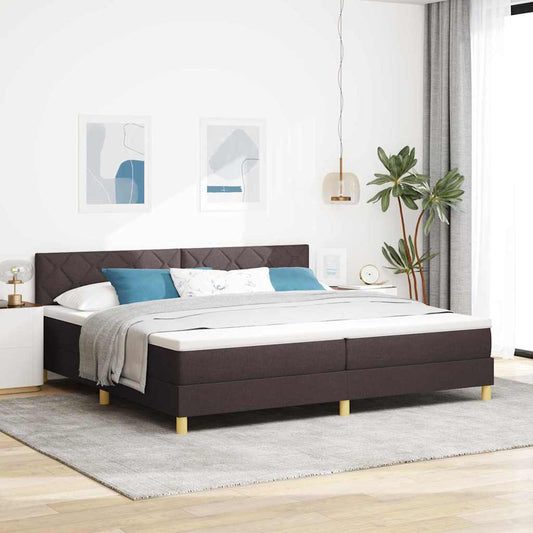 Boxspringbed met kussen Donkerbruin 200 x 200 cm Stof is nu te koop bij PeponiXL, paradijselijk wonen!