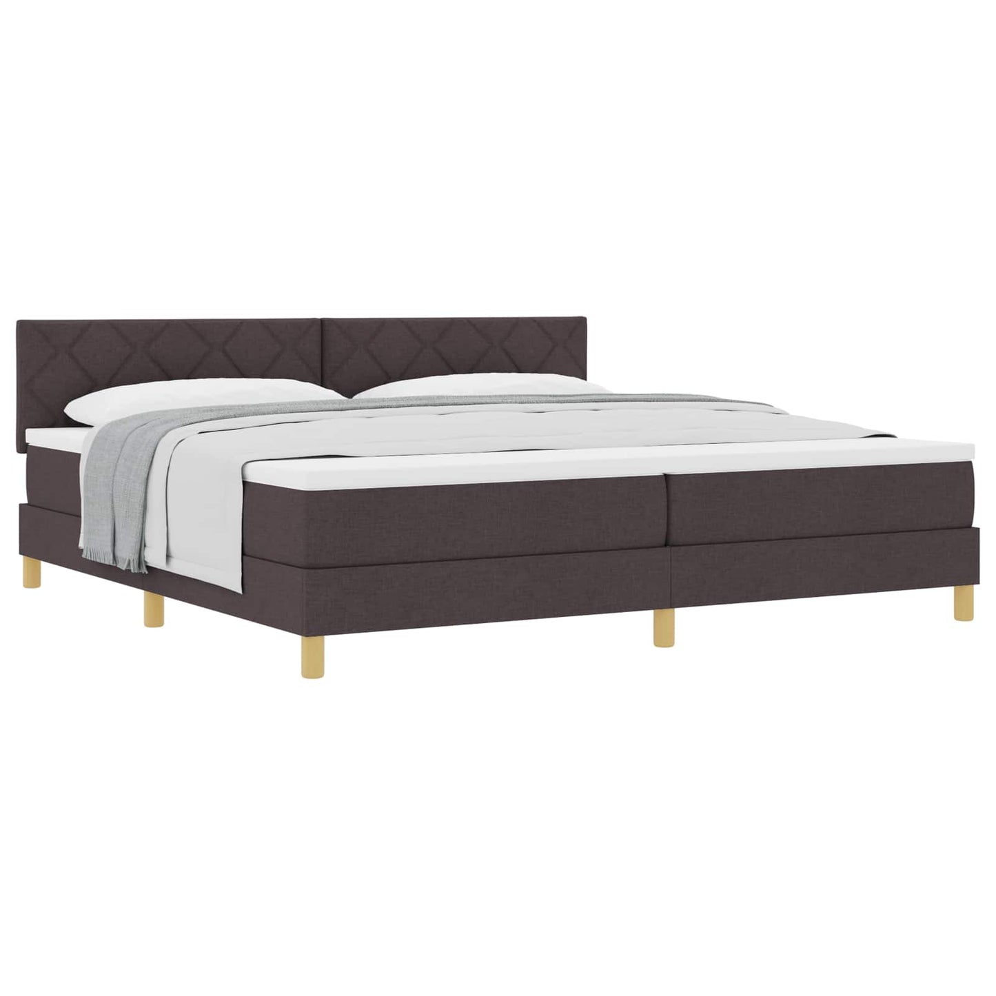 Boxspringbed met kussen Donkerbruin 200 x 200 cm Stof is nu te koop bij PeponiXL, paradijselijk wonen!