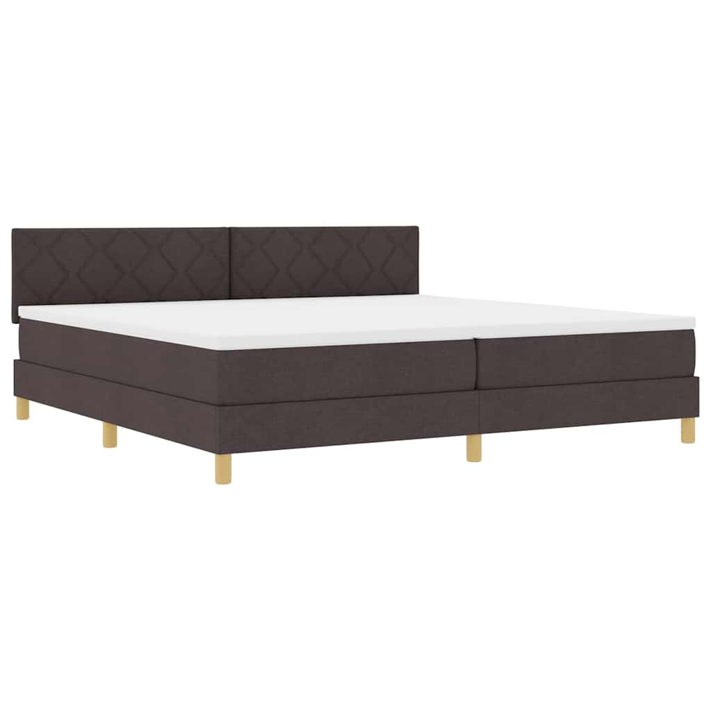 Boxspringbed met kussen Donkerbruin 200 x 200 cm Stof is nu te koop bij PeponiXL, paradijselijk wonen!