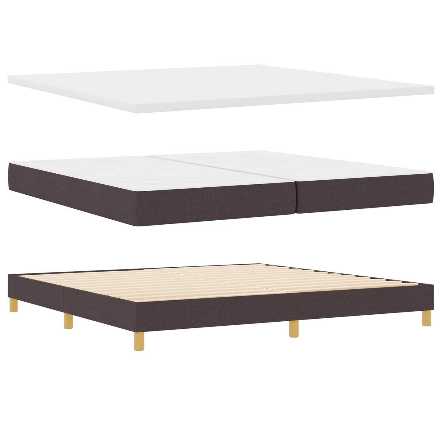 Boxspringbed met kussen Donkerbruin 200 x 200 cm Stof is nu te koop bij PeponiXL, paradijselijk wonen!
