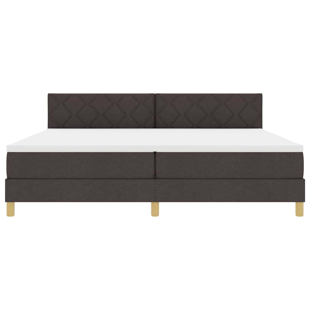 Boxspringbed met kussen Donkerbruin 200 x 200 cm Stof is nu te koop bij PeponiXL, paradijselijk wonen!