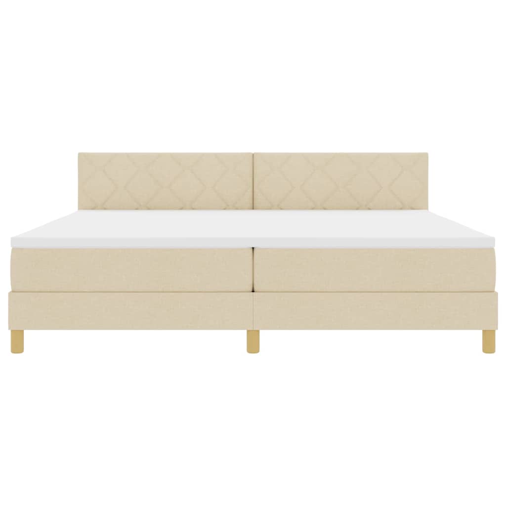 Boxspringbed met kussen met hoofdeinde Crème 200 x 200 cm Stof is nu te koop bij PeponiXL, paradijselijk wonen!