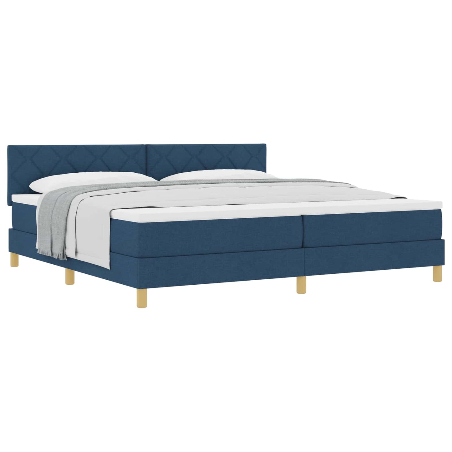 Boxspringbed met kussen met hoofdeinde Blauw 200 x 200 cm Stof is nu te koop bij PeponiXL, paradijselijk wonen!