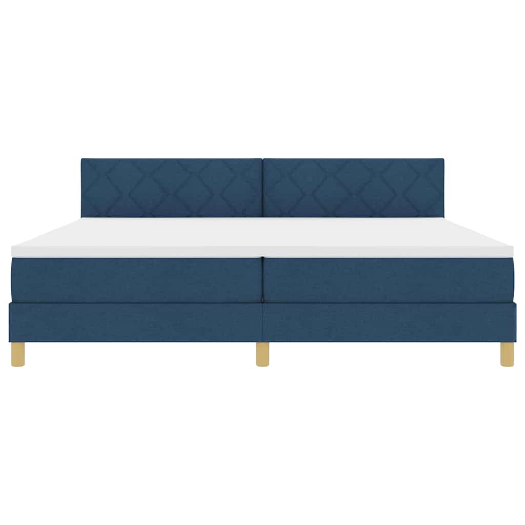 Boxspringbed met kussen met hoofdeinde Blauw 200 x 200 cm Stof is nu te koop bij PeponiXL, paradijselijk wonen!