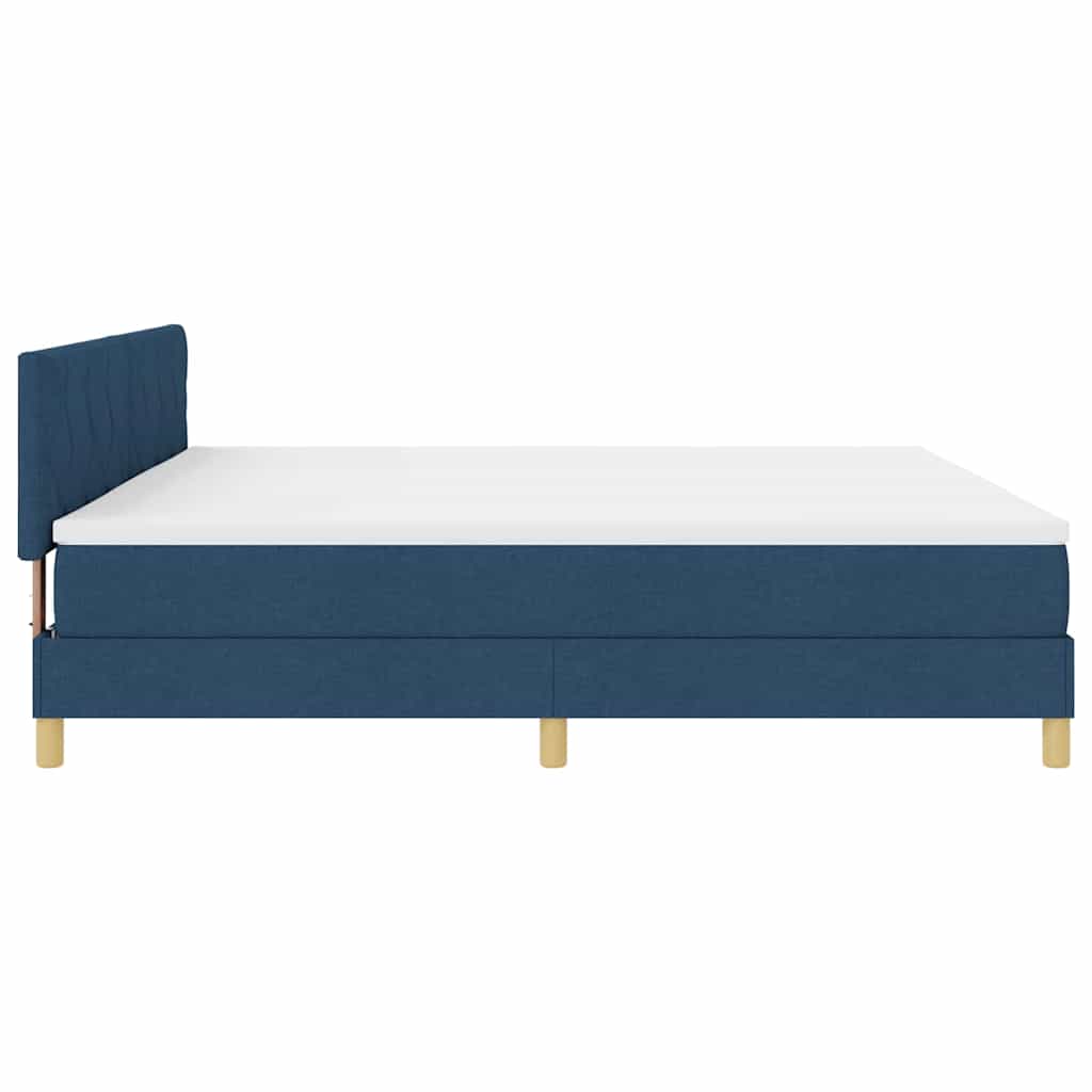 Boxspringbed met kussen met hoofdeinde Blauw 200 x 200 cm Stof is nu te koop bij PeponiXL, paradijselijk wonen!