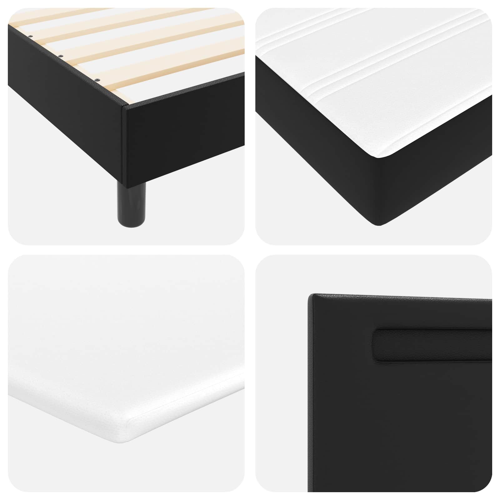 Boxspringbed met matras Zwart 90 x 190 cm Kunstleer is nu te koop bij PeponiXL, paradijselijk wonen!