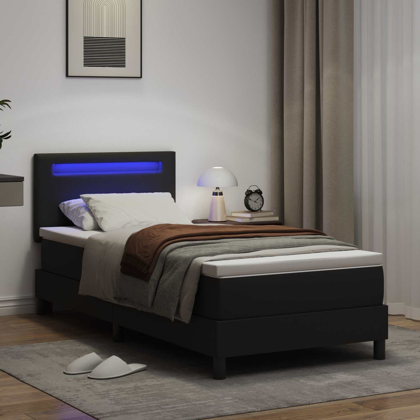 Boxspringbed met matras Zwart 90 x 190 cm Kunstleer is nu te koop bij PeponiXL, paradijselijk wonen!