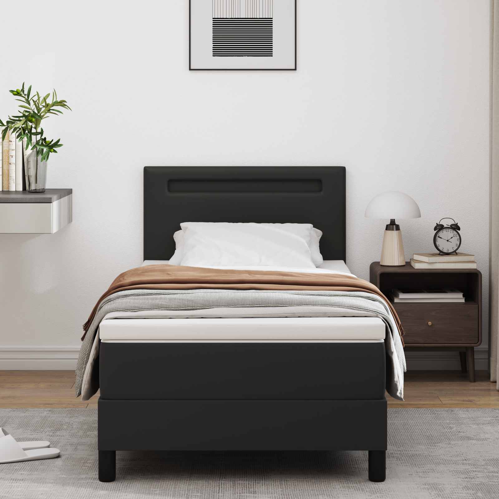 Boxspringbed met matras Zwart 90 x 190 cm Kunstleer is nu te koop bij PeponiXL, paradijselijk wonen!