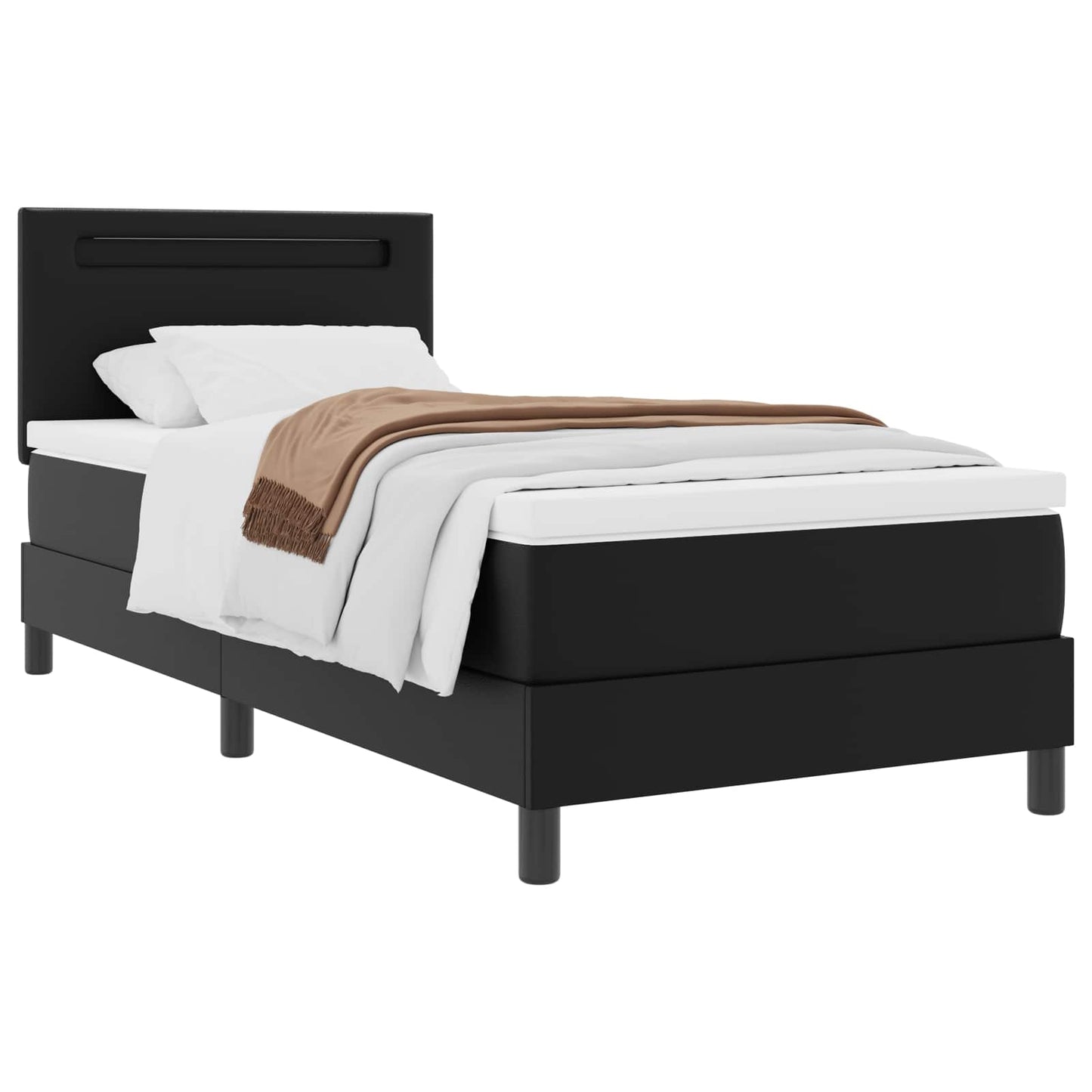 Boxspringbed met matras Zwart 90 x 190 cm Kunstleer is nu te koop bij PeponiXL, paradijselijk wonen!