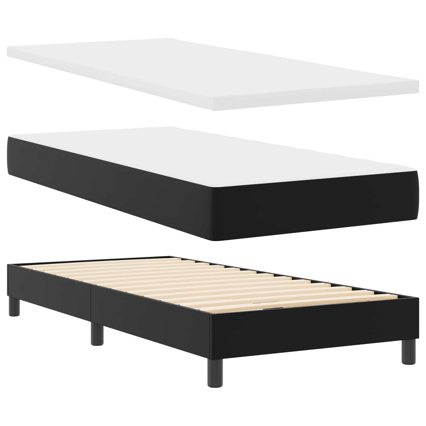 Boxspringbed met matras Zwart 90 x 190 cm Kunstleer is nu te koop bij PeponiXL, paradijselijk wonen!