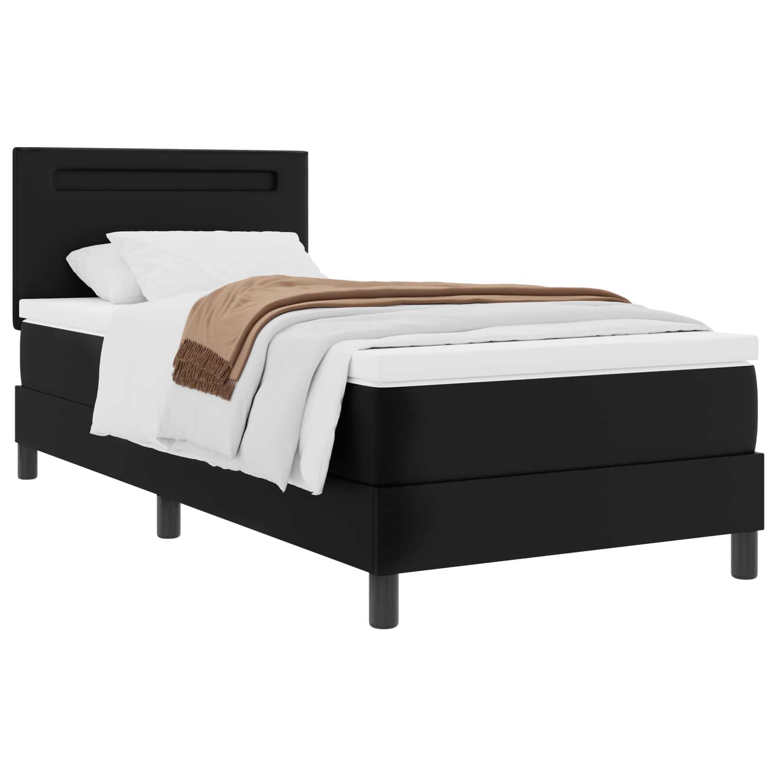 Boxspringbed met matras Zwart 90 x 190 cm Kunstleer is nu te koop bij PeponiXL, paradijselijk wonen!
