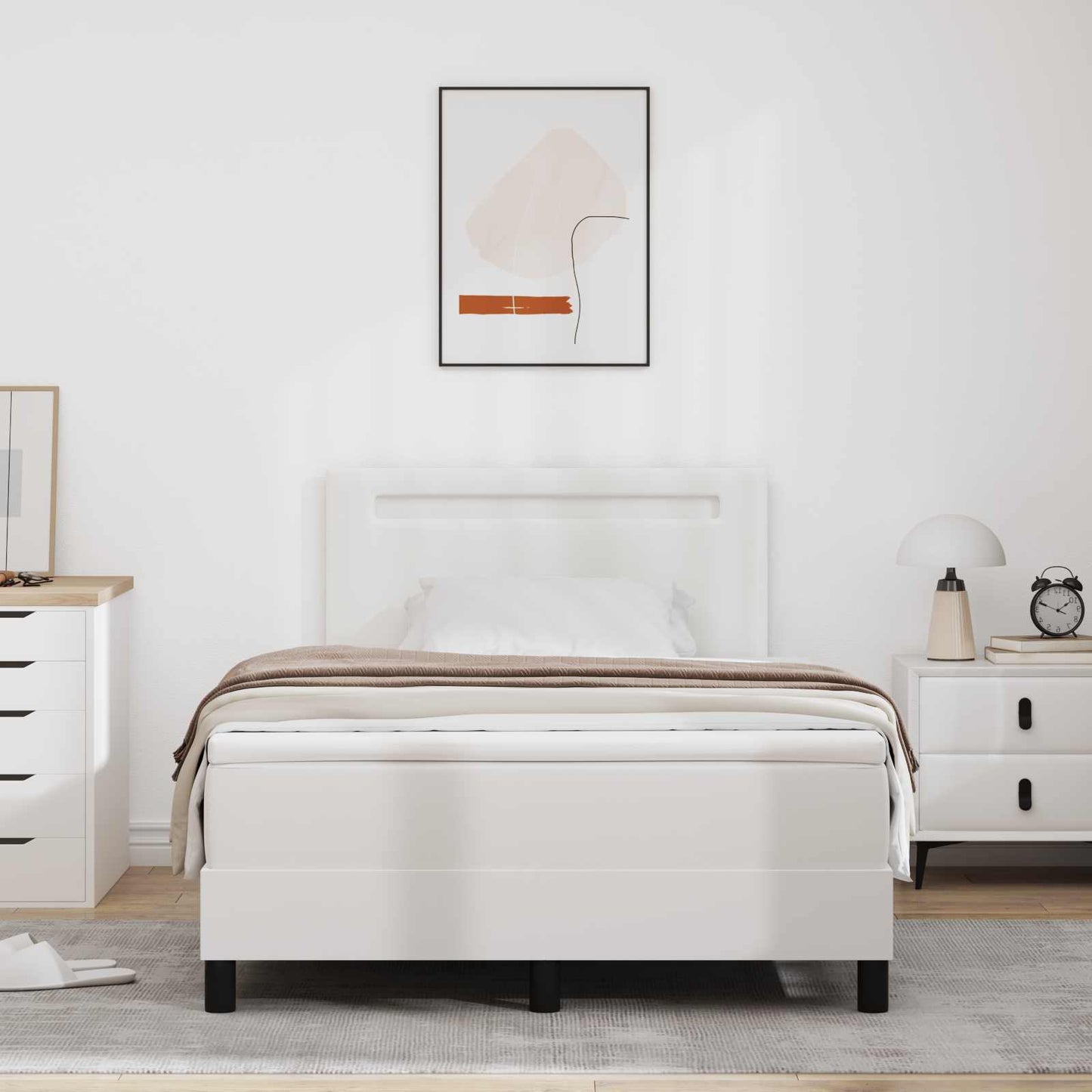 Boxspringbed met matras Wit 120 x 190 cm Kunstleer is nu te koop bij PeponiXL, paradijselijk wonen!
