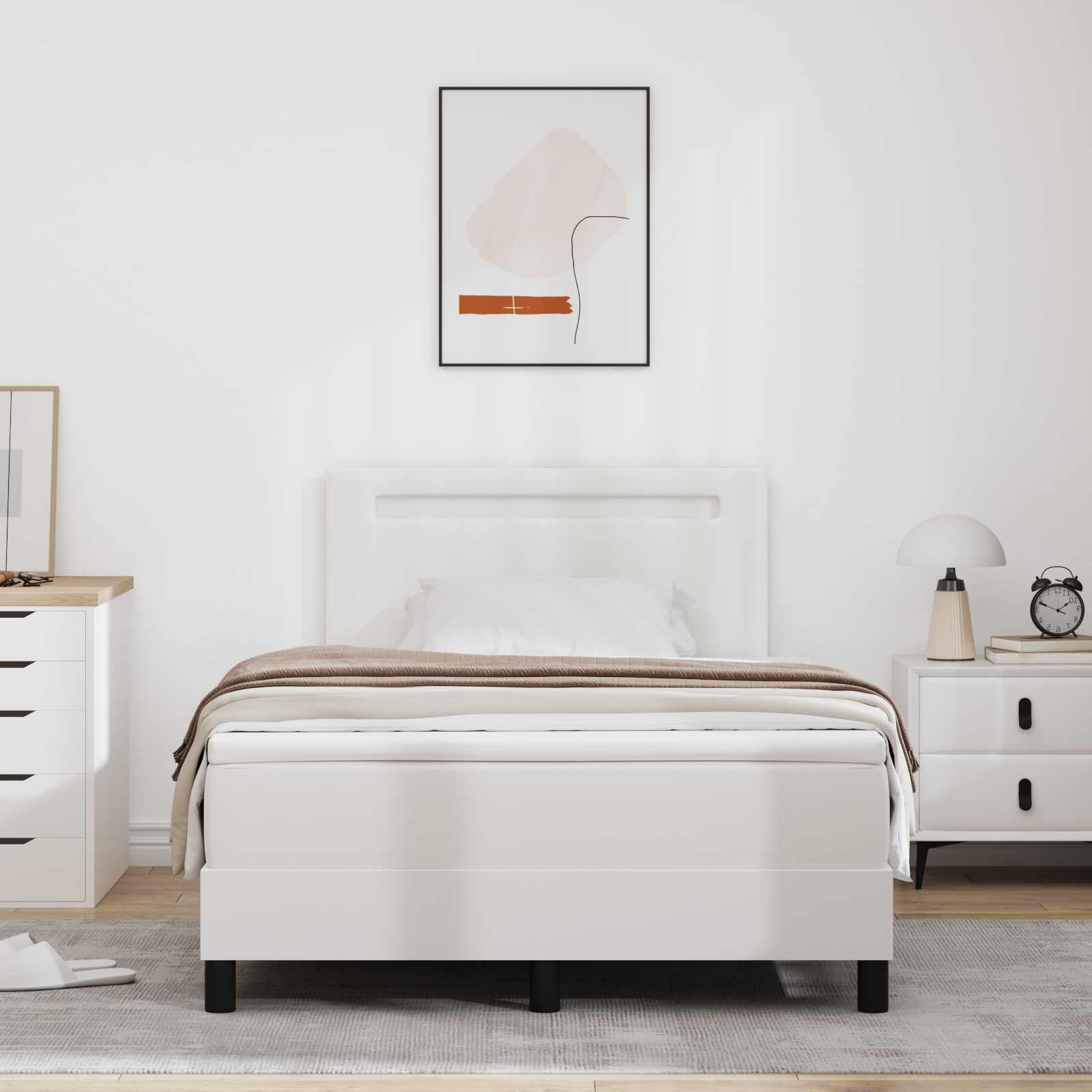 Boxspringbed met matras Wit 120 x 190 cm Kunstleer is nu te koop bij PeponiXL, paradijselijk wonen!