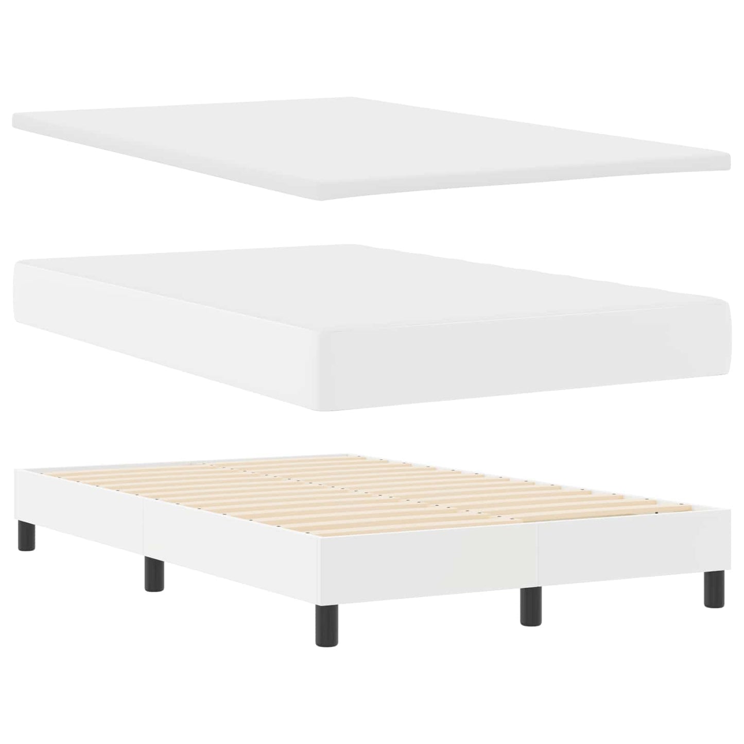 Boxspringbed met matras Wit 120 x 190 cm Kunstleer is nu te koop bij PeponiXL, paradijselijk wonen!