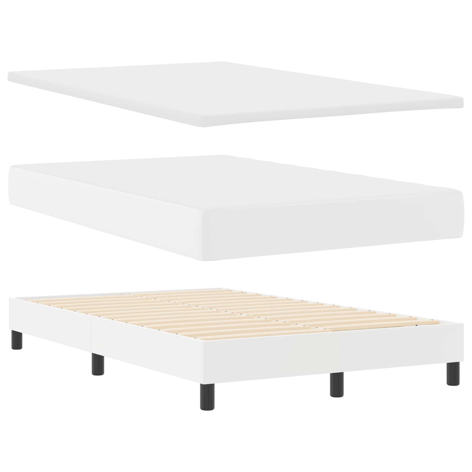 Boxspringbed met matras Wit 120 x 190 cm Kunstleer is nu te koop bij PeponiXL, paradijselijk wonen!
