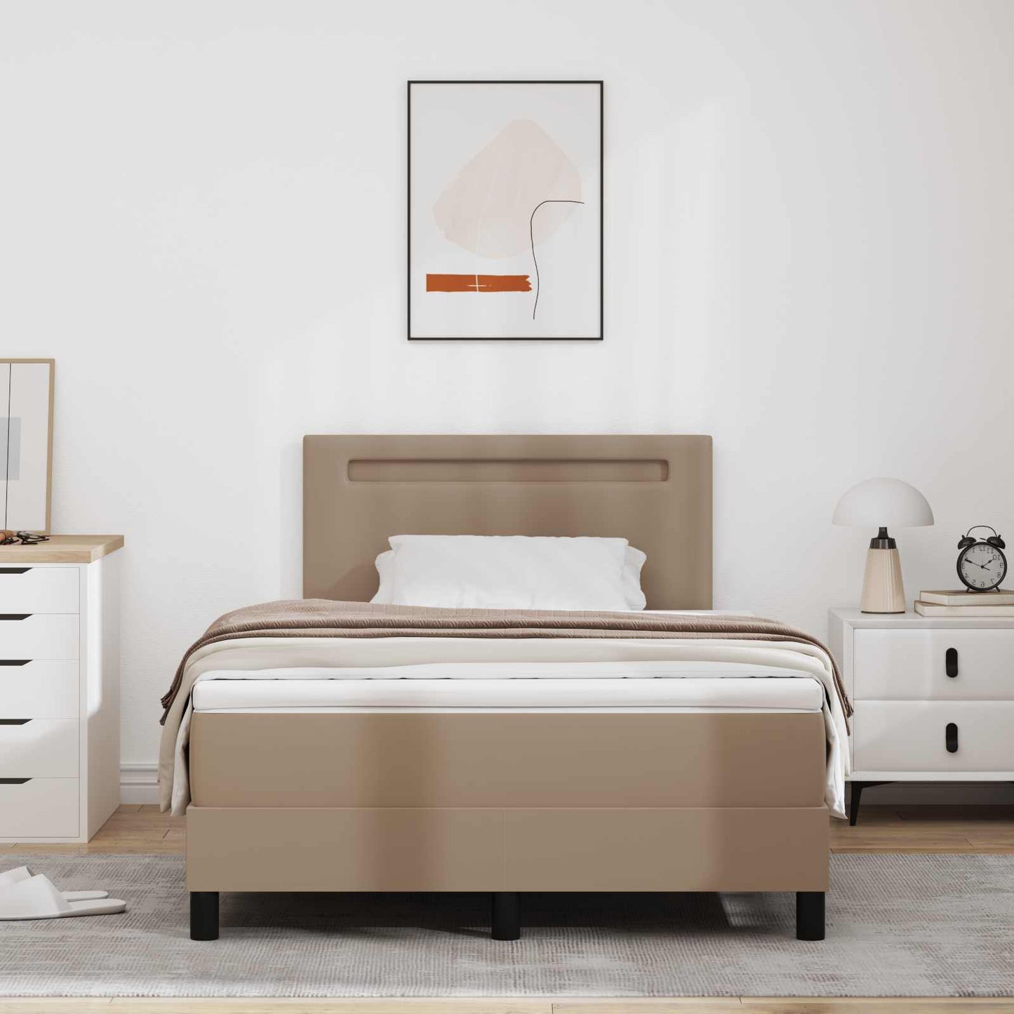 Boxspringbed met matras Cappuccino 120 x 190 cm Kunstleer is nu te koop bij PeponiXL, paradijselijk wonen!