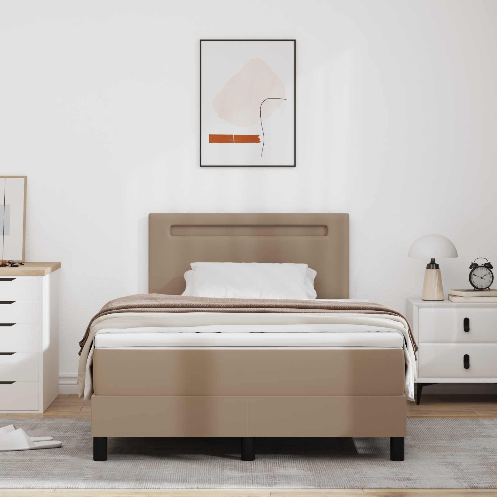 Boxspringbed met matras Cappuccino 120 x 190 cm Kunstleer is nu te koop bij PeponiXL, paradijselijk wonen!