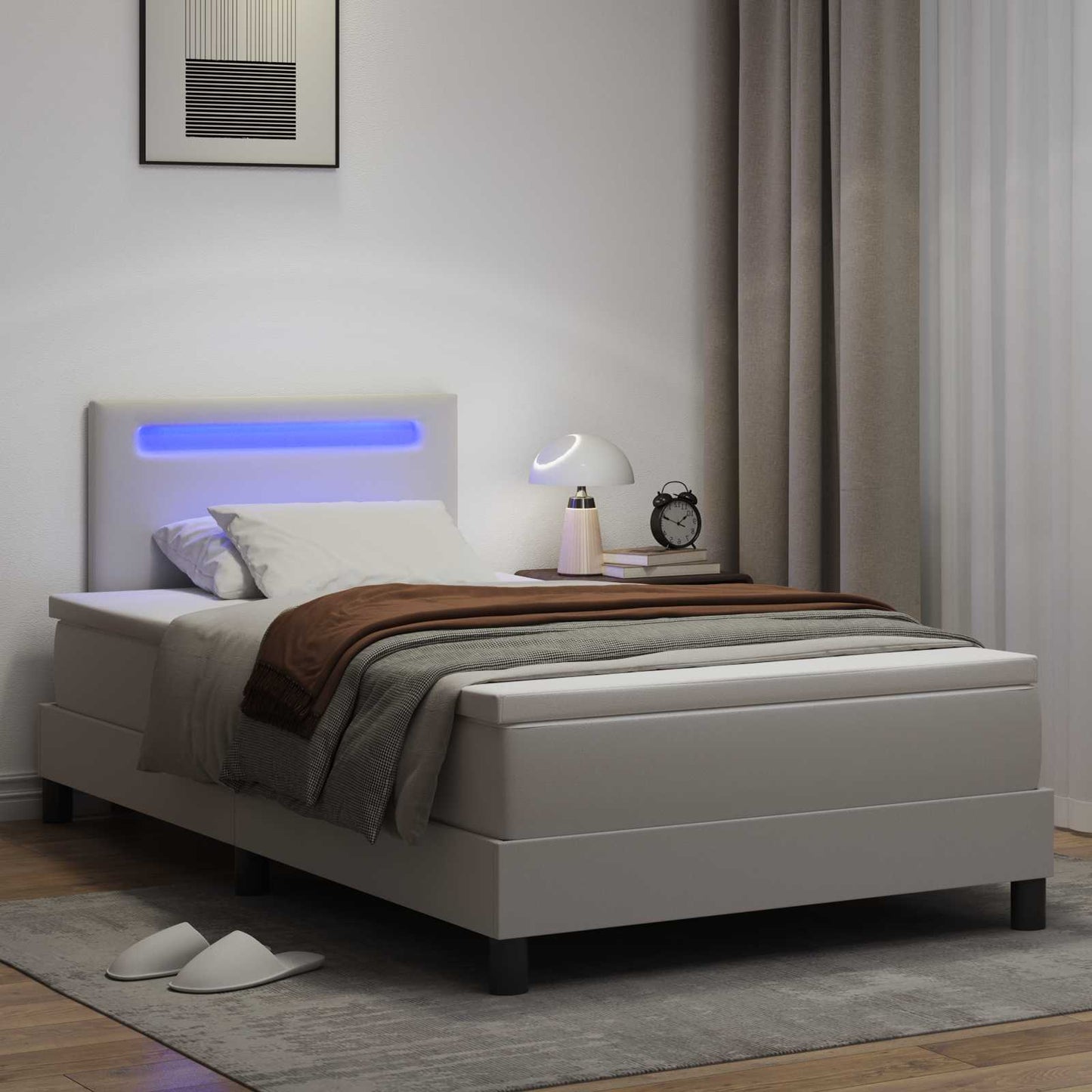 Boxspringbed met matras Wit 120 x 200 cm Kunstleer is nu te koop bij PeponiXL, paradijselijk wonen!