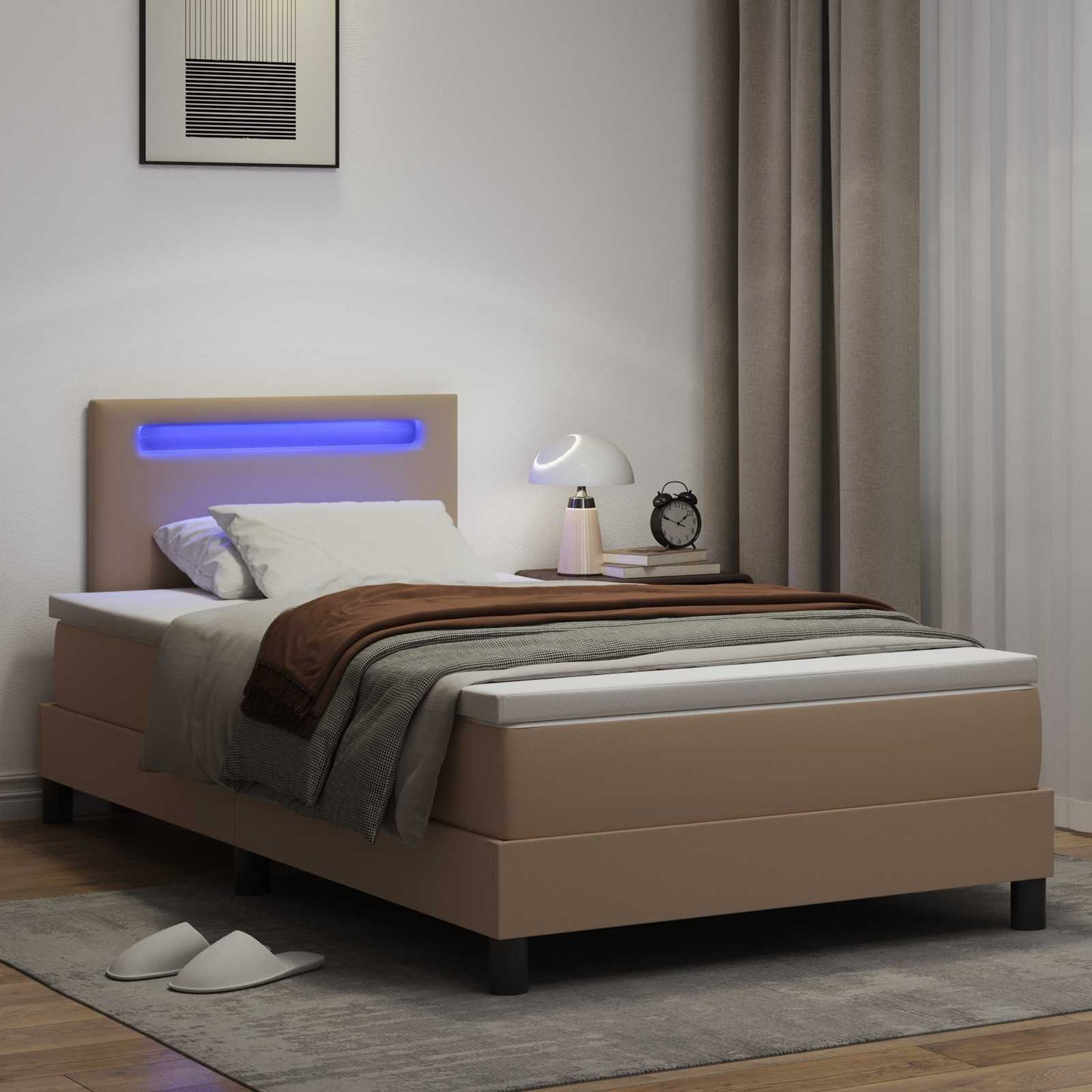 Boxspringbed met matras Cappuccino 120 x 200 cm Kunstleer is nu te koop bij PeponiXL, paradijselijk wonen!